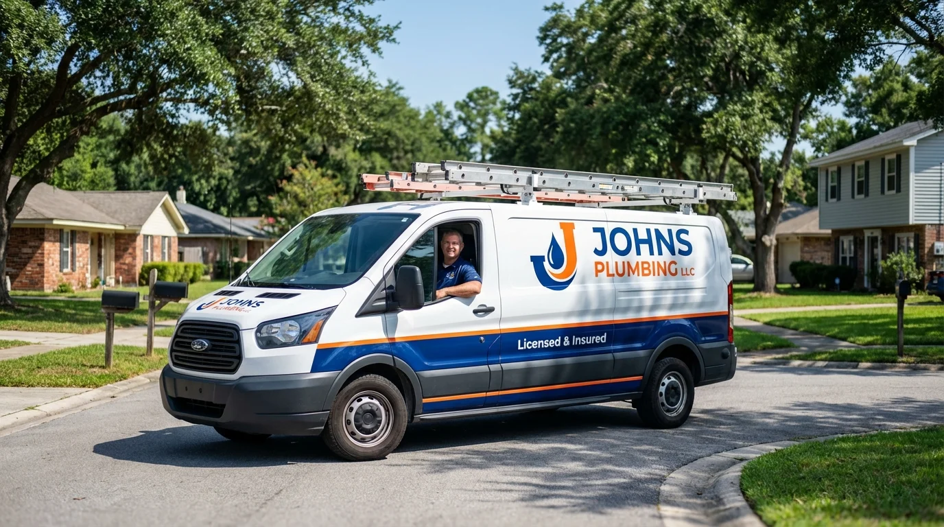 Johns Plumbing LLC service van in Los Molinos, CA