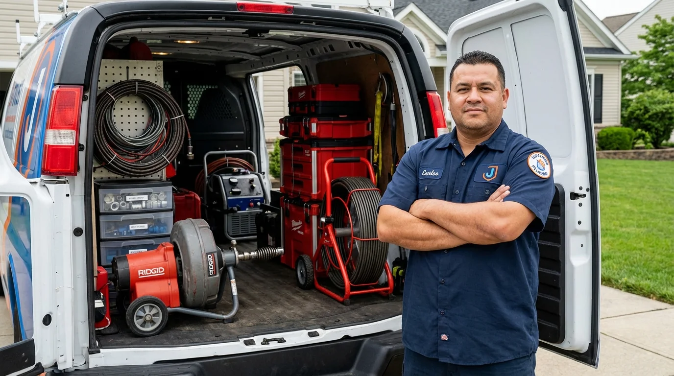 Professional drain cleaning equipment and Johns Plumbing LLC plumber in Los Molinos